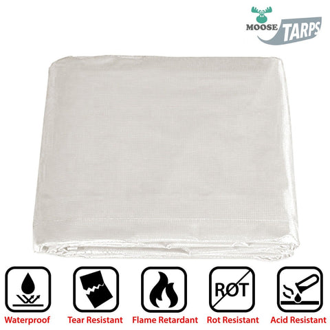 10' x 12' Heavy Duty Waterproof PVC Vinyl Tarp - White