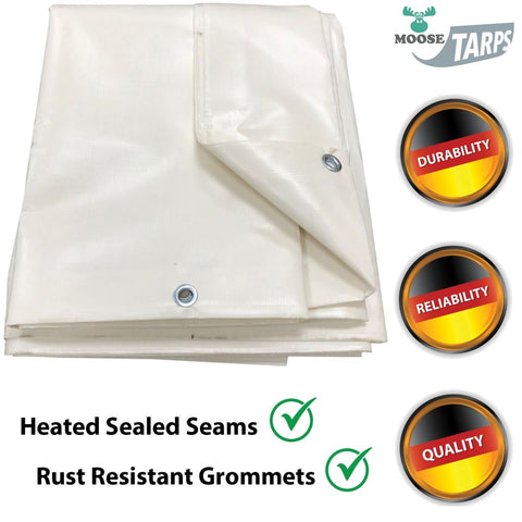 12' x 16' Heavy Duty Waterproof PVC Vinyl Tarp - White