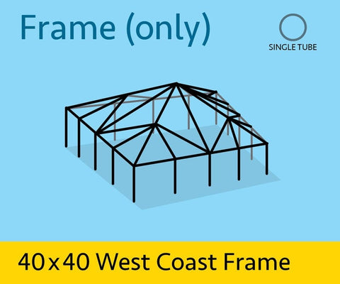 40' x 40' Replacement West Coast Tent Frame Only, Single Tube