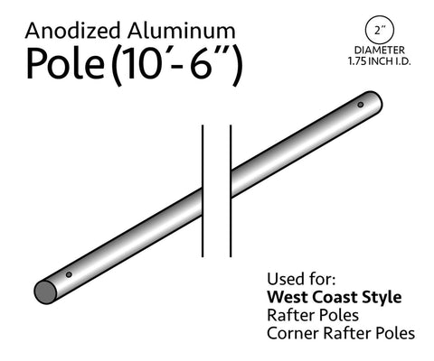 10' 6" Pipe for West Coast Frame Tent, Single Tube