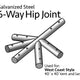 6 Way Hip Joint for West Coast Frame Tent, Single Tube