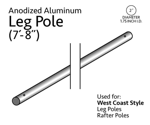 7' 8" Leg Pipe for West Coast Frame Tent, Single Tube