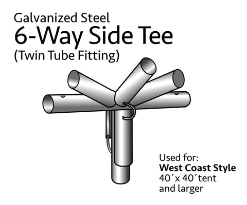6-Way Side Tee for West Coast Frame Tents, Twin Tube