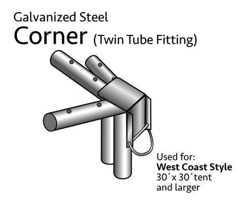 4-Way Corner Fitting for West Coast Frame Tents, Twin Tube