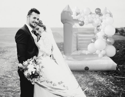White Wedding Castle Bounce House with Blower