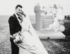 White Wedding Castle Bounce House with Blower by POGO