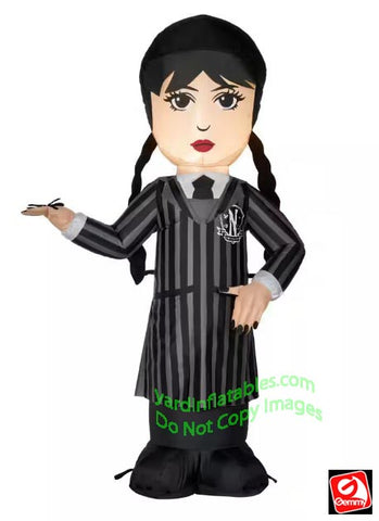 3.5' Gemmy Airblown Inflatable Halloween Wednesday Adams Holding Spider