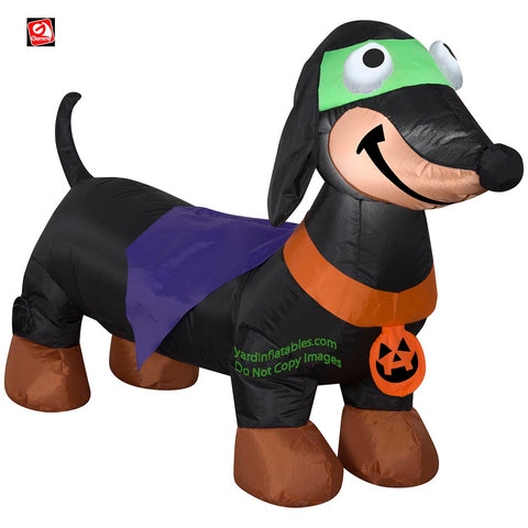 4' Gemmy Airblown Inflatable Weiner Dog in Halloween Costume