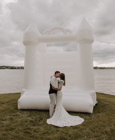 White Wedding Castle Bounce House with Blower