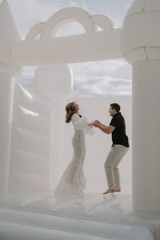 White Wedding Castle Bounce House with Blower