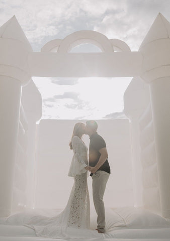 White Wedding Castle Bounce House with Blower
