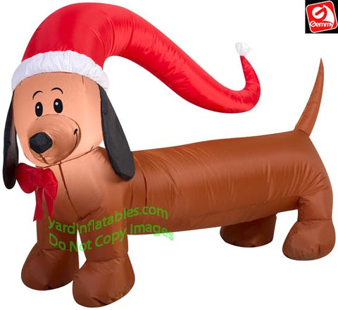 4' Gemmy AirBlown Inflatable Weiner Dog w/ Santa Hat