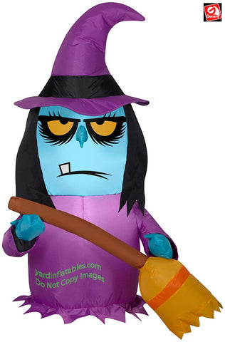 3 1/2' Gemmy Airblown Inflatable Halloween Frowning Witch Holding Broom
