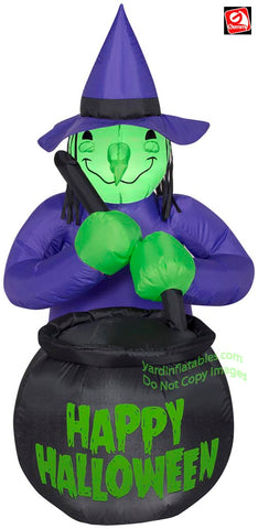 4' Gemmy Airblown Inflatable Halloween Witch with Cauldron Scene