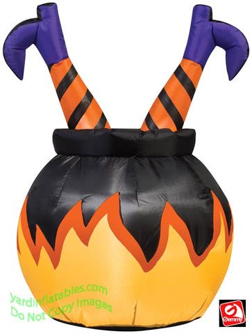 3' Gemmy Airblown Inflatable Halloween Witch Legs In A Cauldron