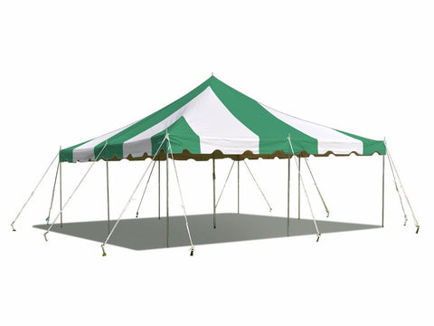 20' x 20' Green & White Weekender Standard Canopy Pole Tent by Party Tents