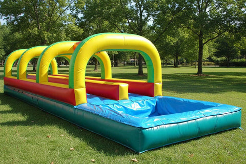 Double Lane Slip Slide with Pool | Commercial Inflatable Water Slide - WS4303
