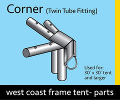 4-Way Corner Fitting for West Coast Frame Tents, Twin Tube