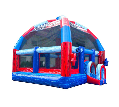 Big Bubba 22' x 22' Red, White Blue Marble Giant Bounce House with Blower