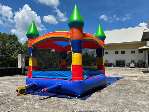 Rental Lite Rainbow Smiley Face Castle Inflatable Bounce House with Blower