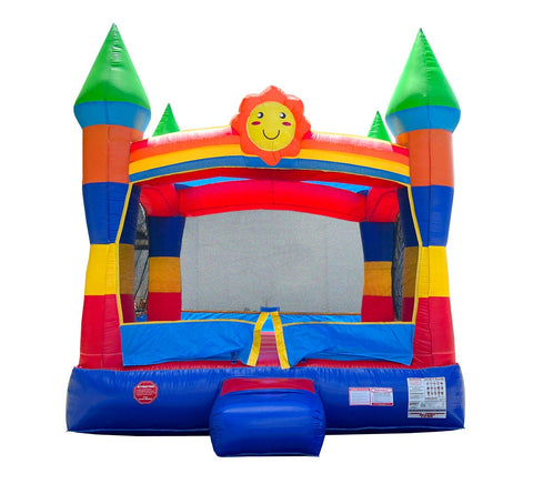 Rental Lite Rainbow Smiley Face Castle Inflatable Bounce House with Blower