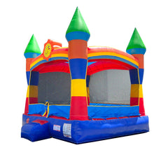 Rental Lite Rainbow Smiley Face Castle Inflatable Bounce House with Blower