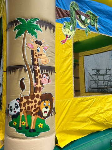 Rental Lite Tropical Jungle Smiley Face Inflatable Bounce House with Blower