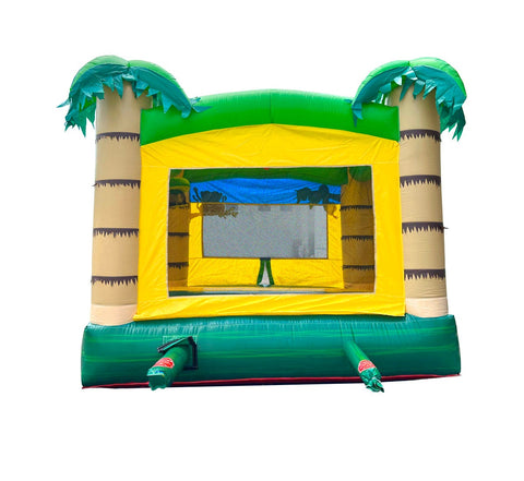 Rental Lite Tropical Jungle Smiley Face Inflatable Bounce House with Blower