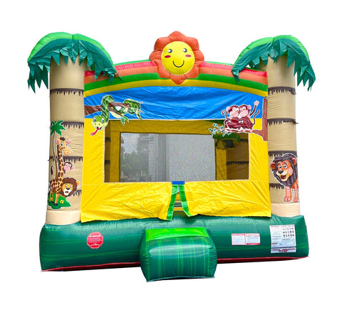 Rental Lite Tropical Jungle Smiley Face Inflatable Bounce House with Blower