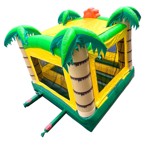 Rental Lite Tropical Jungle Smiley Face Inflatable Bounce House with Blower