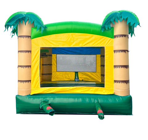 Rental Lite Tropical Jungle Smiley Face Inflatable Bounce House with Blower (Non Printed)