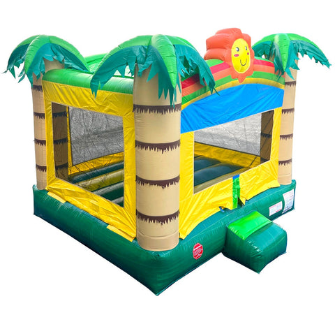 Rental Lite Tropical Jungle Smiley Face Inflatable Bounce House with Blower (Non Printed)
