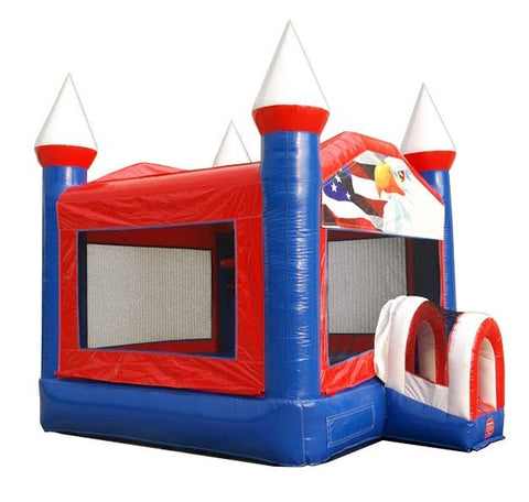 Patriotic Red, White & Blue Bounce House with Blower