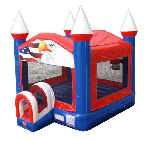 Patriotic Red, White & Blue Bounce House with Blower