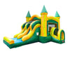 Image of Kids Green Marble Dual Lane Bounce House with Slide Combo with Blower
