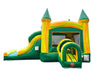 Image of Kids Green Marble Dual Lane Bounce House with Slide Combo with Blower