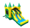 Image of Kids Green Marble Dual Lane Bounce House with Slide Combo with Blower