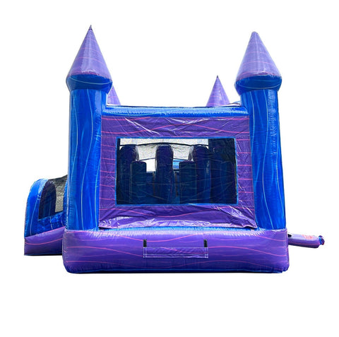 Kids Purple Marble Double Lane Bounce House with Slide Combo with Blower