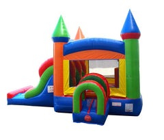 Kids Rainbow Bounce House and Double Lane Slide Combo with Blower