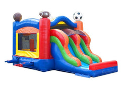 Kids Sports Bounce House and Double Lane Slide Combo with Blower by POGO