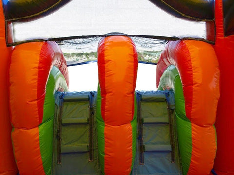 Sale on Kids Sports Commercial Inflatable Bounce House and Double Lane Slide Combo with Blower