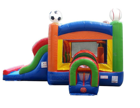Save on Kids Sports Commercial Bounce House and Double Lane Slide Combo with Blower