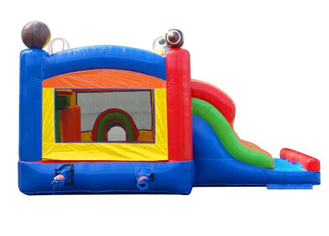 Sale on Kids Sports Inflatable Bounce House and Double Lane Slide Combo with Blower