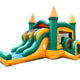 Kids Yellow Marble Double Lane Slide Combo with Blower