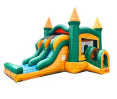 Kids Yellow Marble Double Lane Slide Combo with Blower