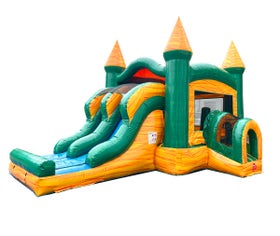 Kids Yellow Marble Double Lane Slide Combo with Blower