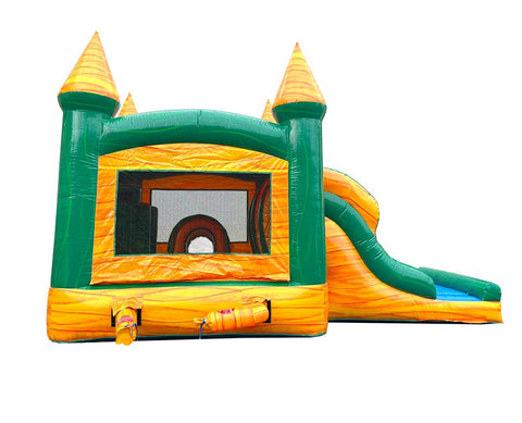 Kids Yellow Marble Double Lane Slide Combo with Blower