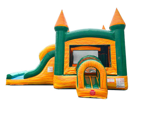 Kids Yellow Marble Double Lane Slide Combo with Blower
