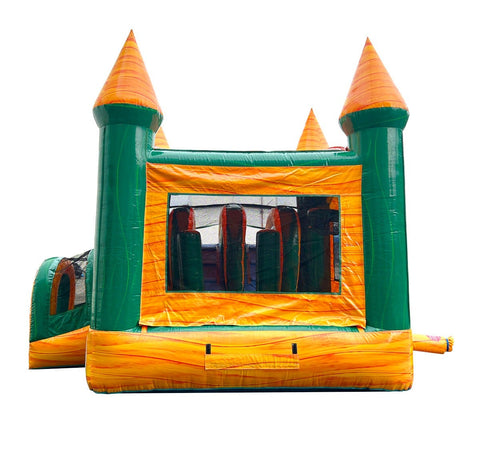 Kids Yellow Marble Double Lane Slide Combo with Blower
