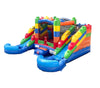 Image of Rental Lite Building Block Double Slide Bounce House Combo with Blower, Removable Pools